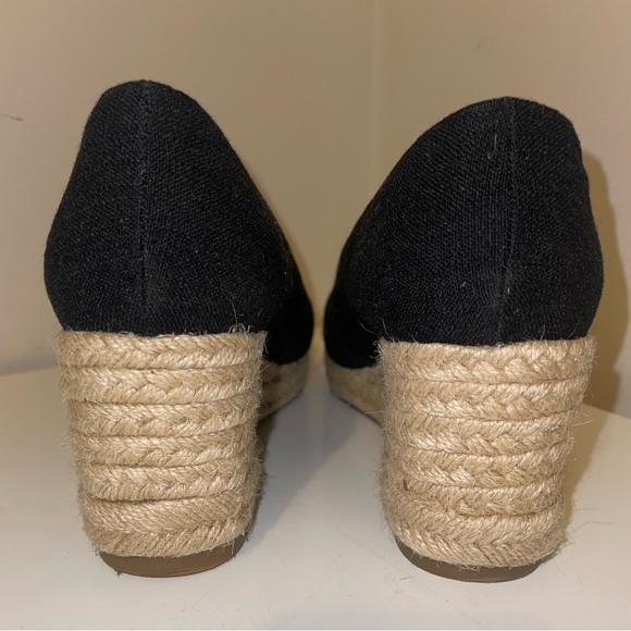 Sears Wilma Black Peep Toe Wedge Espadrilles Women Size 10 US - Picture 5 of 6